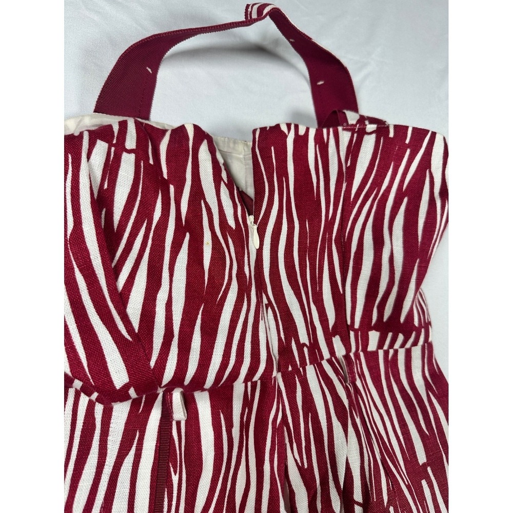 Max Mara Linen Red White Zebra Print Linen Sheath Dress Made in Italy Size 6 - Picture 6 of 8